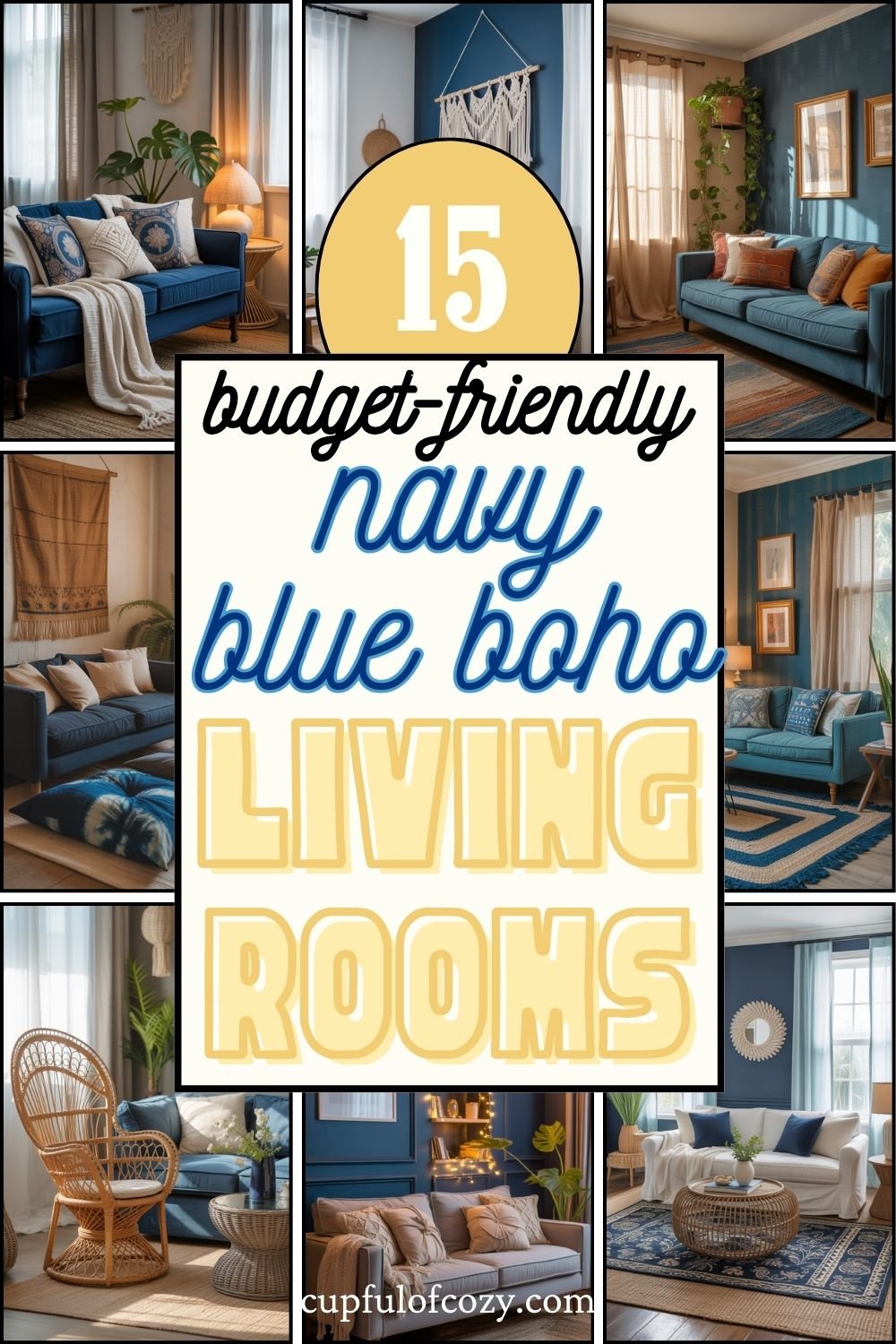 15 Budget-Friendly Navy Blue Boho Living Rooms That Are Trendy!