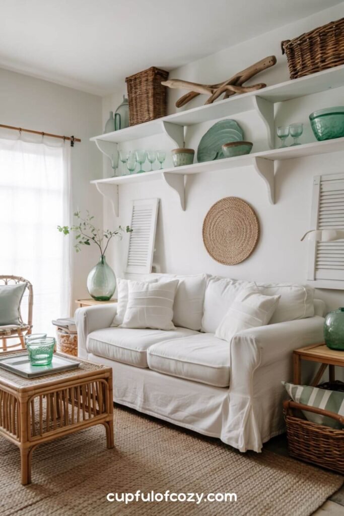 Open Shelving with Curated Coastal Collections