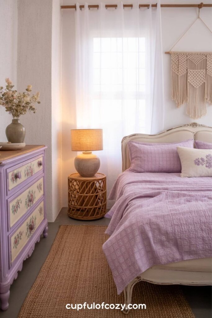 Painted Vintage Dresser in Soft Lilac For Practical Charm