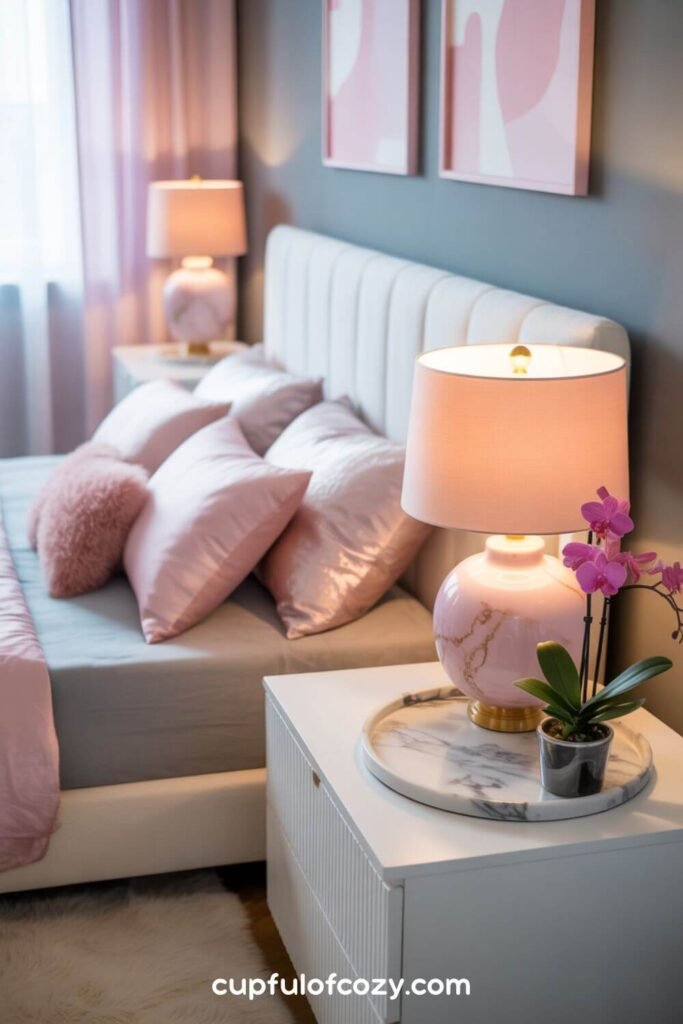 Pink and Grey Marble Accents