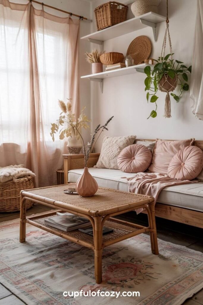 Ratan and Pink Living Room