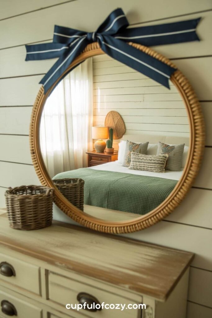 Rattan Mirror with Ribbon Detailing (2)