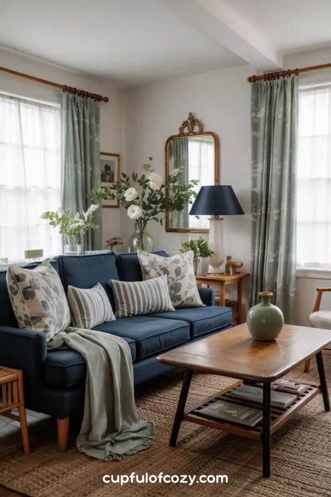 The Statement Navy Sofa with Sage Accents (2)