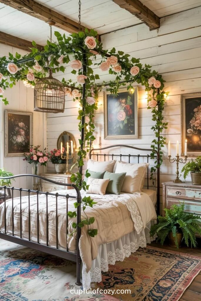 Vintage Birdcage Floral Suspension