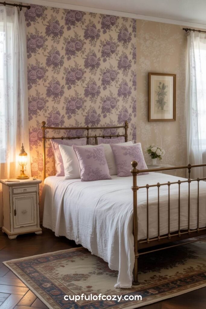 Vintage-Inspired Lilac Floral Wallpaper For Romantic Drama