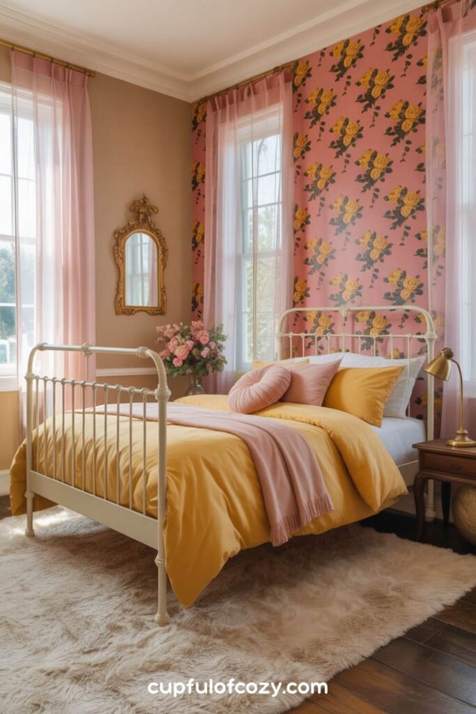 Vintage-Inspired Wallpaper Feature Wall
