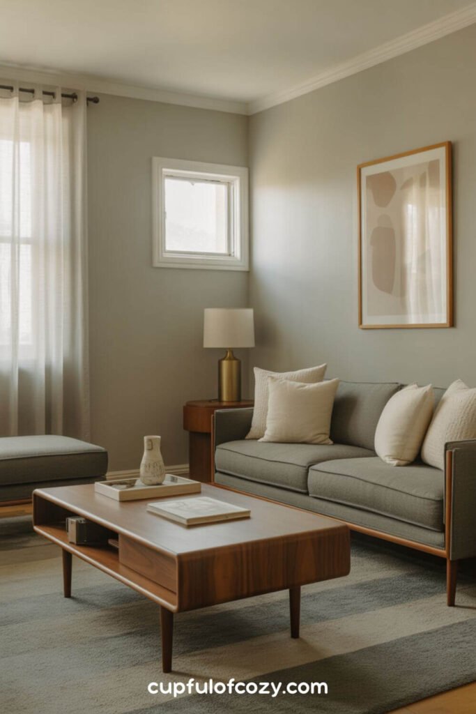 Warm Wood Tones With Grey Backdrop