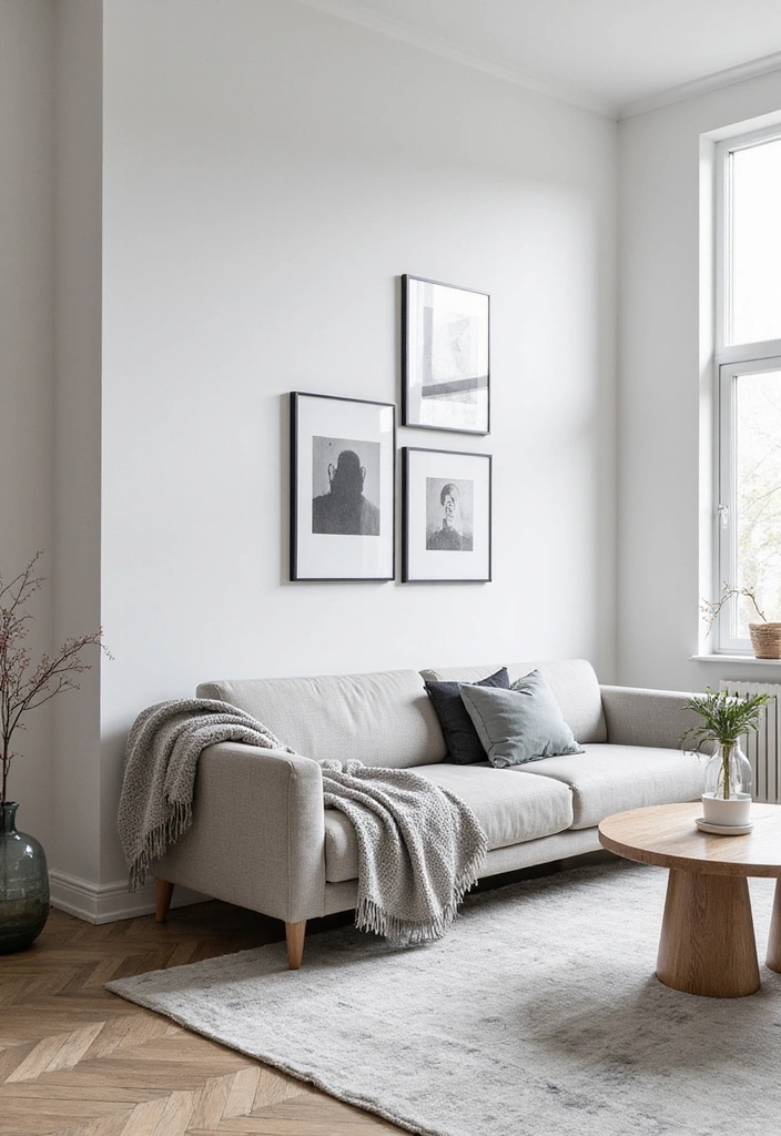 17 Eclectic Gallery Wall Styles for Your Living Room That Will Show Off Your Personality! - 2. Minimalist Marvel