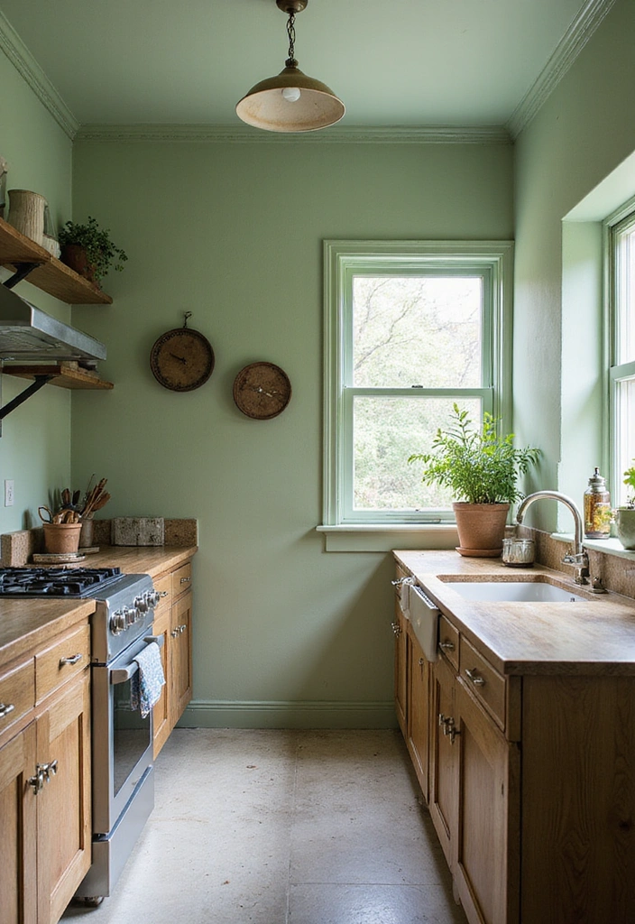 How to Make a Small Kitchen Shine with Modern Rustic Green Decor - 9. Choose Colorful Green Paint