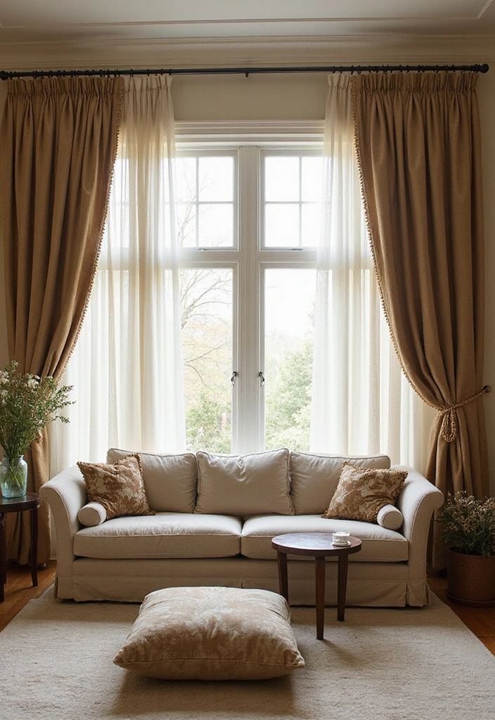 20 Elegant Living Room Makeover Ideas That Are Surprisingly Budget-Friendly! - 11. Elegant Window Treatments
