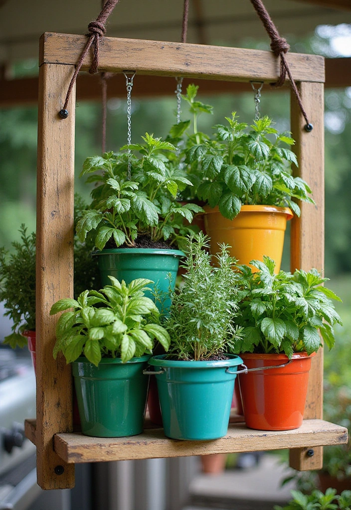 20 Creative and Cheap Outdoor Kitchen Ideas That Will Impress Your Guests! - 22. Hanging Herb Garden