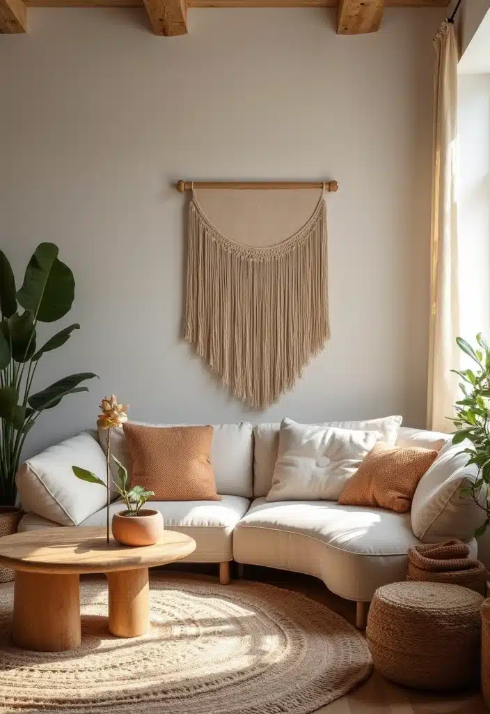 20 Boho Modern Living Room Inspirations That Add Warmth to Your Home! - 18. Incorporating Soft Shapes