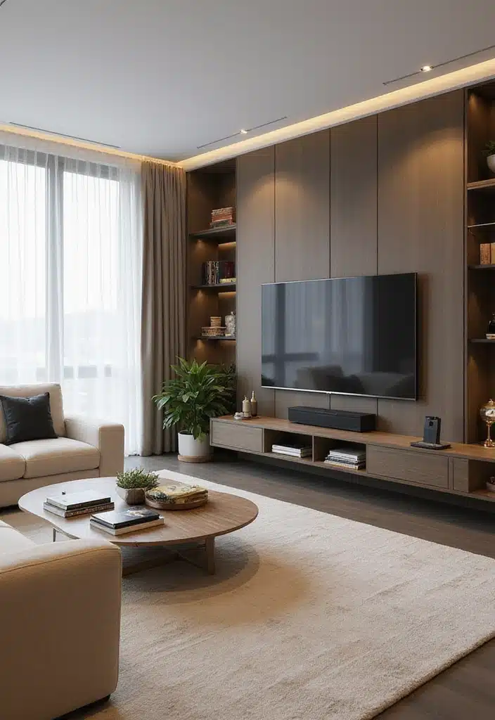 20 Jaw-Dropping Cream Black and Gold Living Room Designs You Need to See! - 8. Integrating Technology