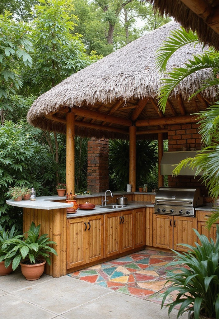 21 Jaw-Dropping Backyard Outdoor Kitchen Designs to Elevate Your Summer BBQs! - 3. Tropical Paradise