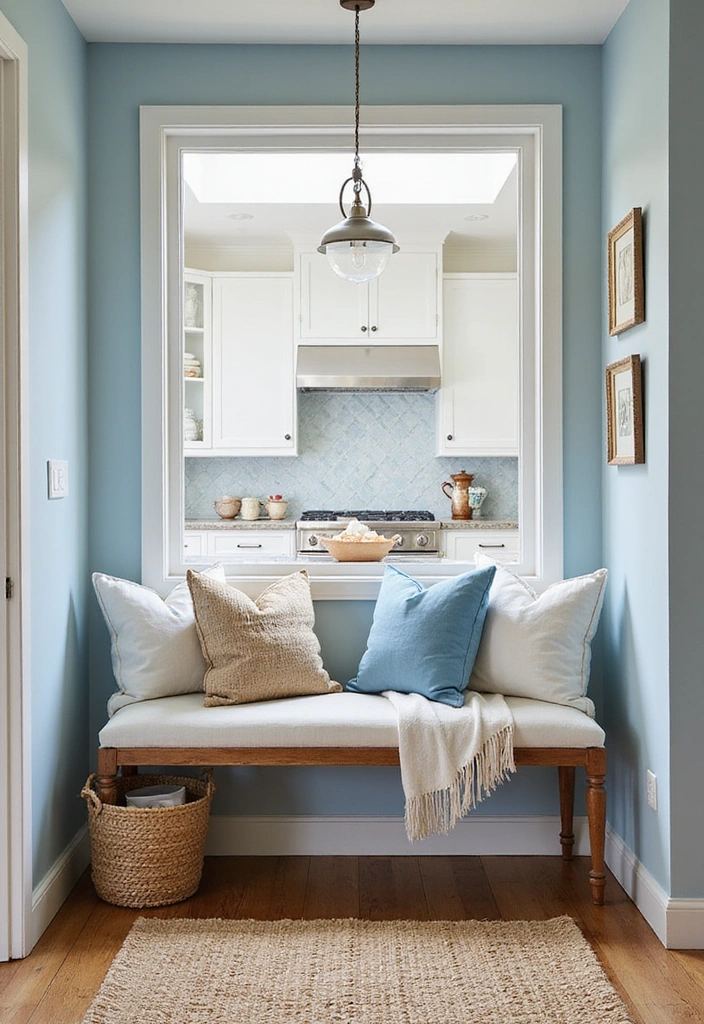 20 Gorgeous White and Blue Coastal Kitchen Ideas Perfect for a Beachy Atmosphere! - 17. Welcoming Entryway