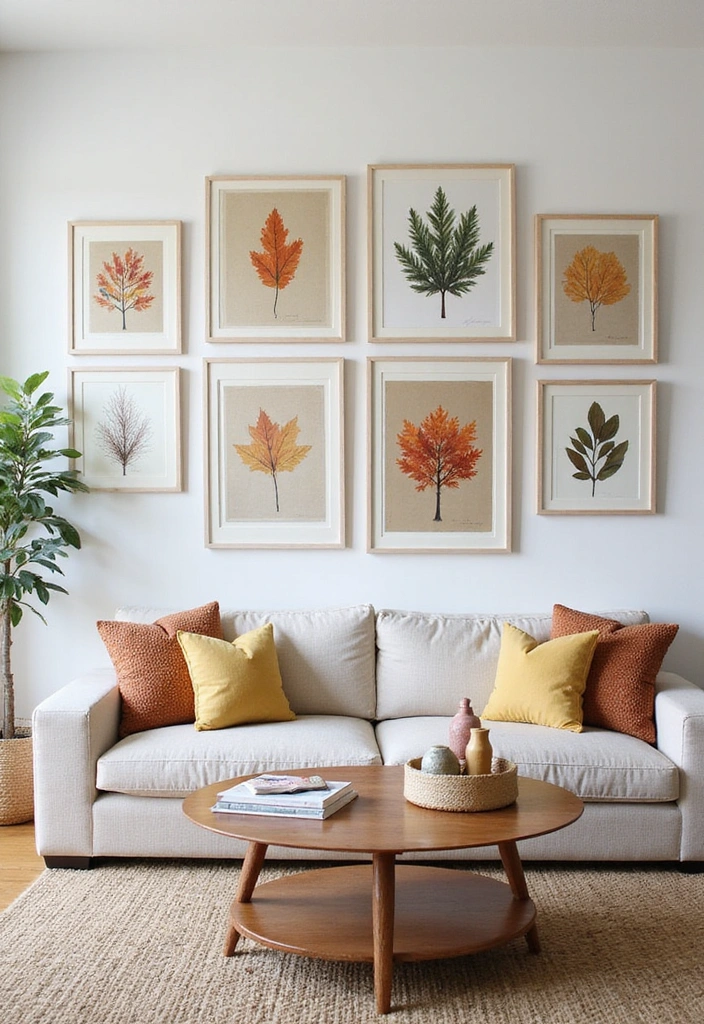 17 Eclectic Gallery Wall Styles for Your Living Room That Will Show Off Your Personality! - 17. Seasonal Showcase