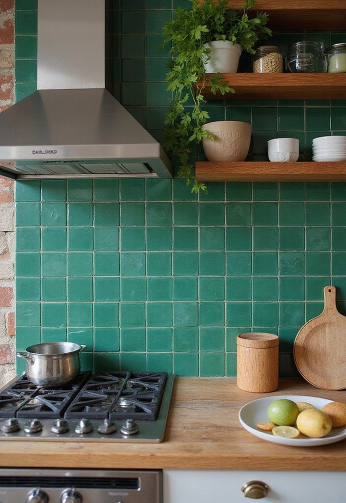 How to Make a Small Kitchen Shine with Modern Rustic Green Decor - 3. Choose a Bold Backsplash
