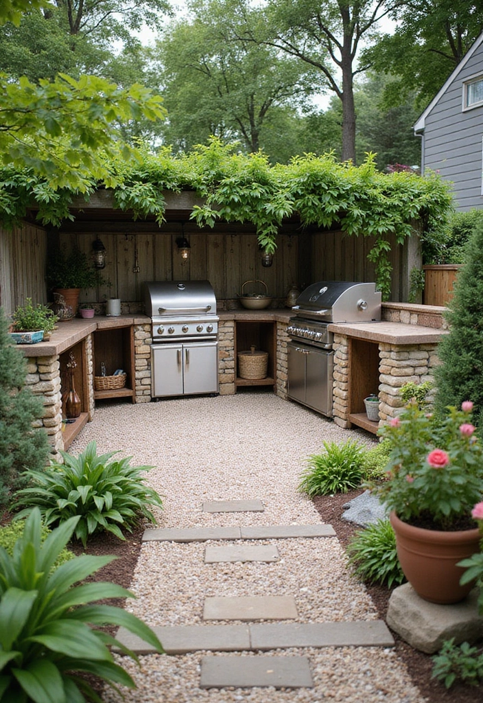20 Creative and Cheap Outdoor Kitchen Ideas That Will Impress Your Guests! - 11. Simple Mulch or Gravel Pathways