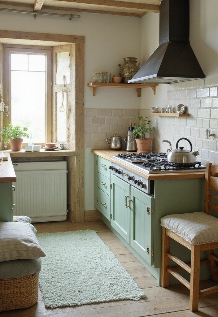 How to Make a Small Kitchen Shine with Modern Rustic Green Decor - 6. Layer Textures for Depth