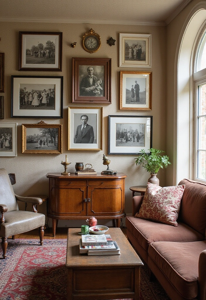 17 Eclectic Gallery Wall Styles for Your Living Room That Will Show Off Your Personality! - 11. Family Heritage