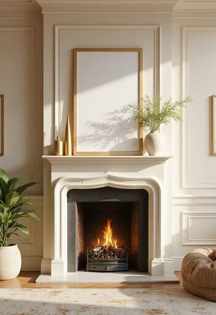 20 Jaw-Dropping Cream Black and Gold Living Room Designs You Need to See! - 18. Cozy Fireplaces
