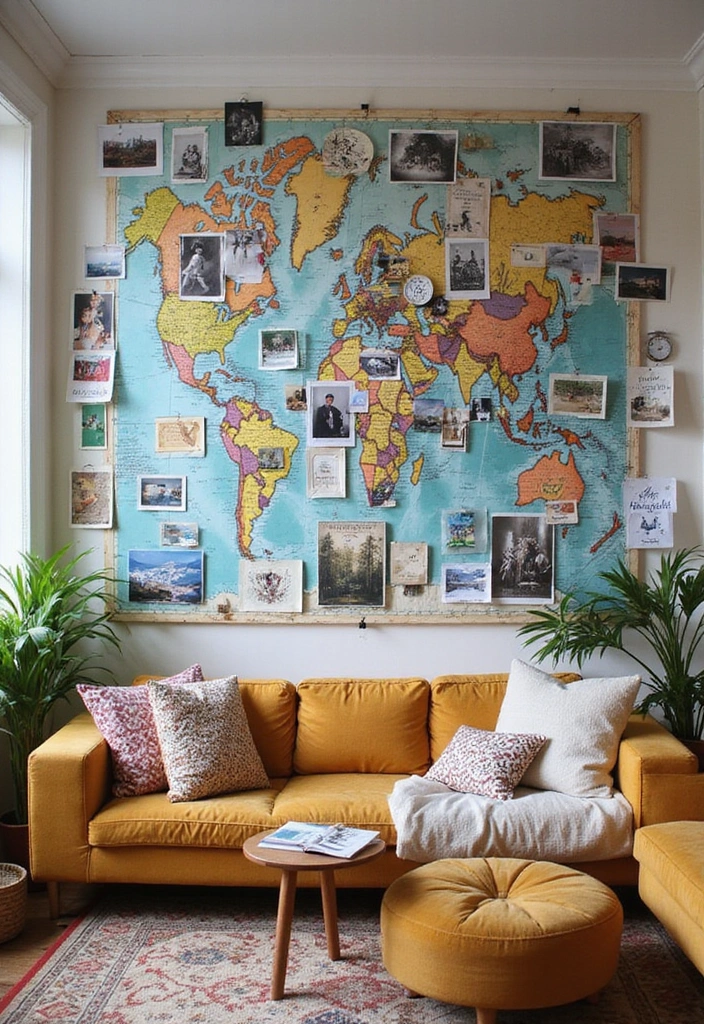 17 Eclectic Gallery Wall Styles for Your Living Room That Will Show Off Your Personality! - 14. Travel Journal
