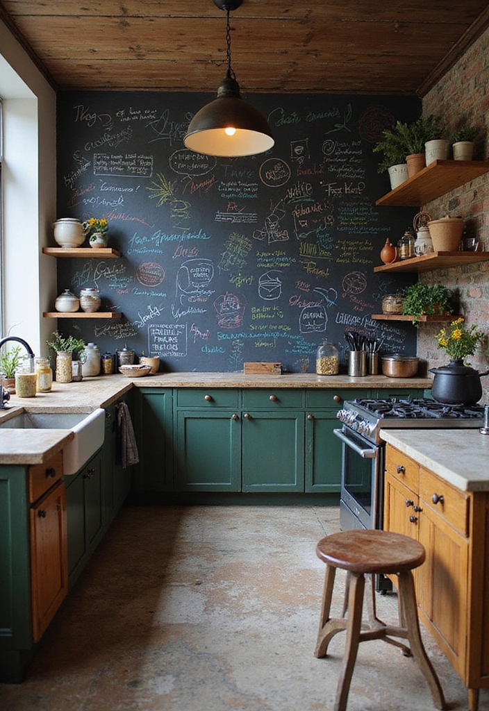 15 Timeless Kitchen Ideas That Blend Vintage Charm with Modern Elegance (Must-See #8!) - 9. Chalkboard Walls for a Fun Twist