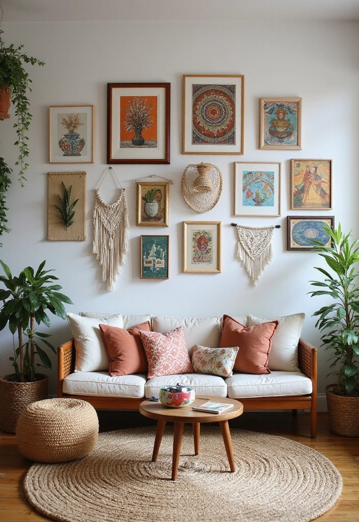 17 Eclectic Gallery Wall Styles for Your Living Room That Will Show Off Your Personality! - 1. Bohemian Bliss