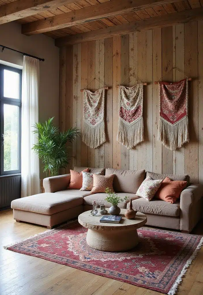 20 Boho Modern Living Room Inspirations That Add Warmth to Your Home! - 14. Textured Wall Treatments