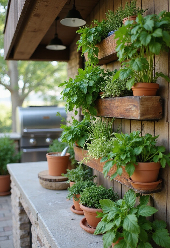 20 Creative and Cheap Outdoor Kitchen Ideas That Will Impress Your Guests! - 5. Vertical Garden Planters