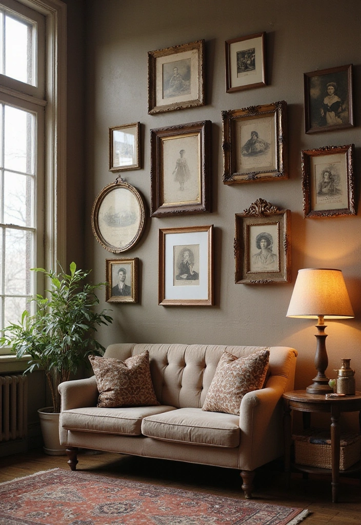 17 Eclectic Gallery Wall Styles for Your Living Room That Will Show Off Your Personality! - 3. Vintage Vibes