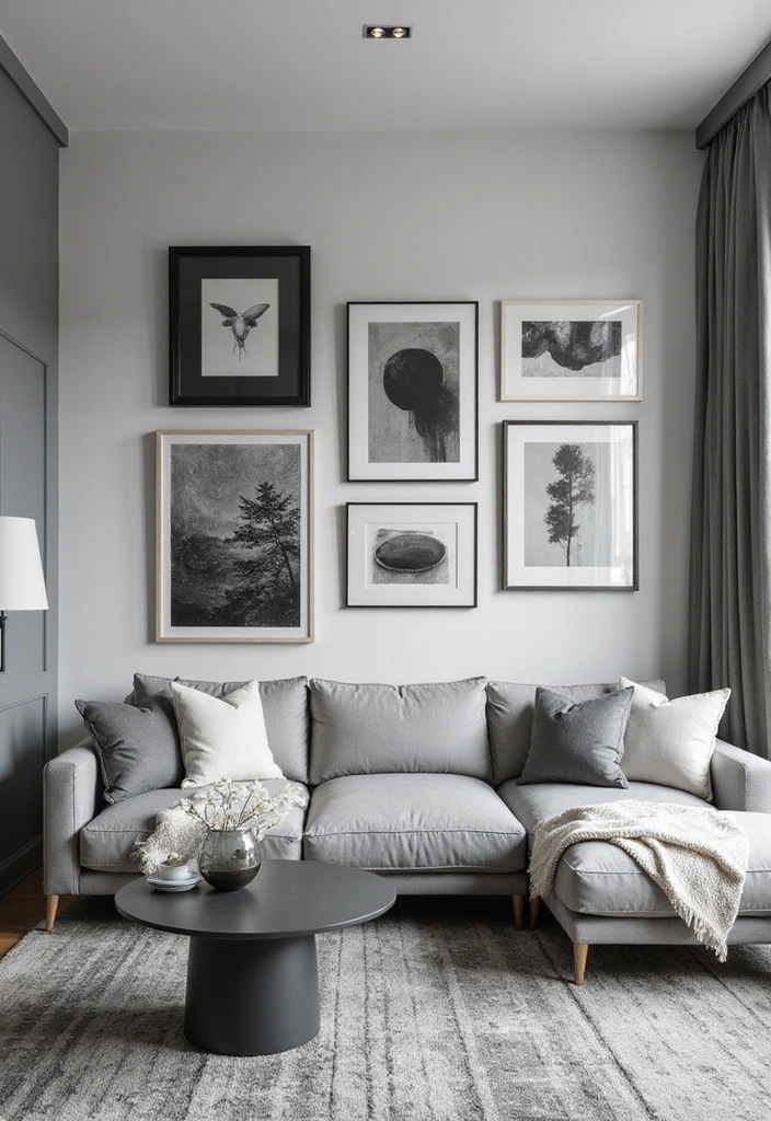 17 Eclectic Gallery Wall Styles for Your Living Room That Will Show Off Your Personality! - 6. Monochrome Magic