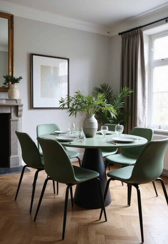 20 Unique Sage Green and Black Kitchen Ideas That Will Make You Fall in Love with Cooking Again! - 9. Sage Green Dining Set