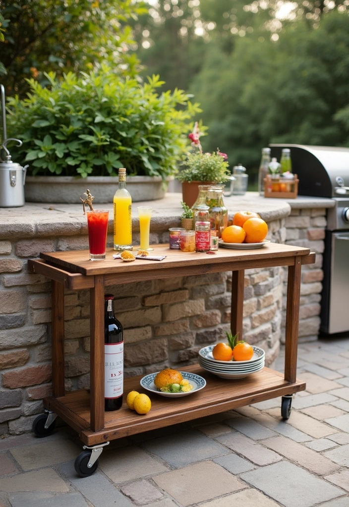 20 Creative and Cheap Outdoor Kitchen Ideas That Will Impress Your Guests! - 6. Budget-Friendly Bar Cart