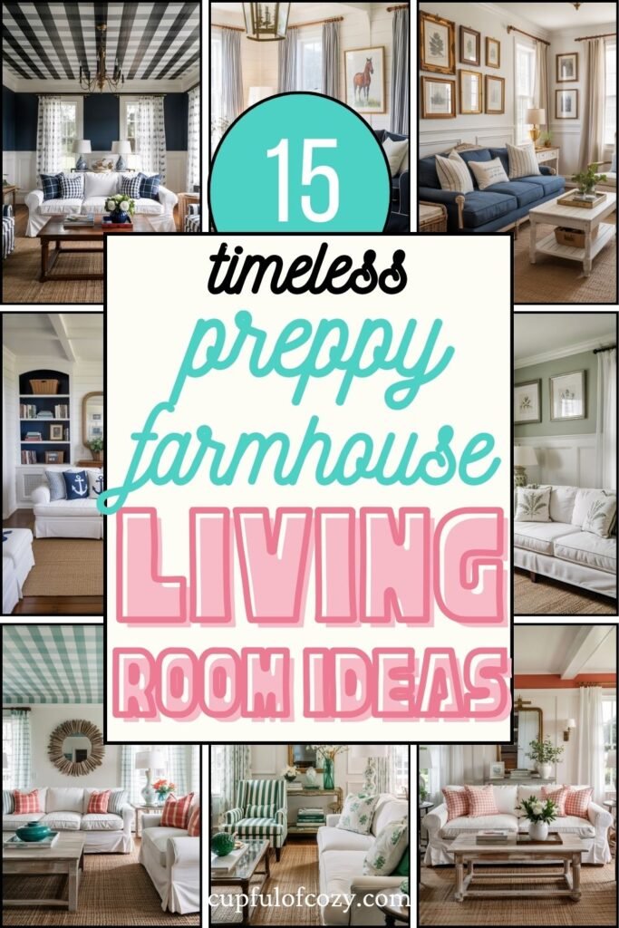 preppy farmhouse living room