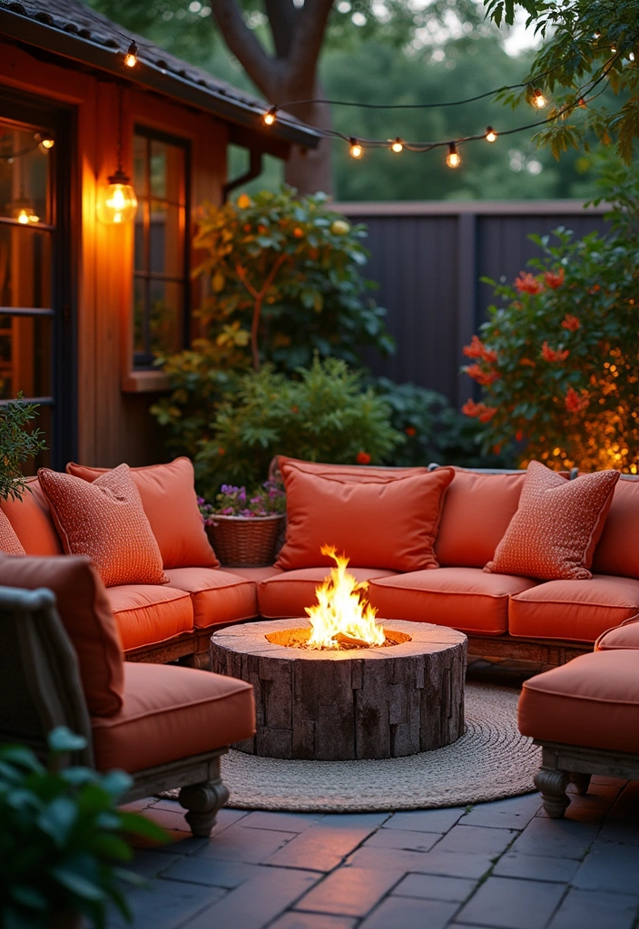 20 Cozy Outdoor Fire Pit Seating Area Ideas That Will Make You Want to Live Outside! - 18. Curved Seating Fire Pit Area
