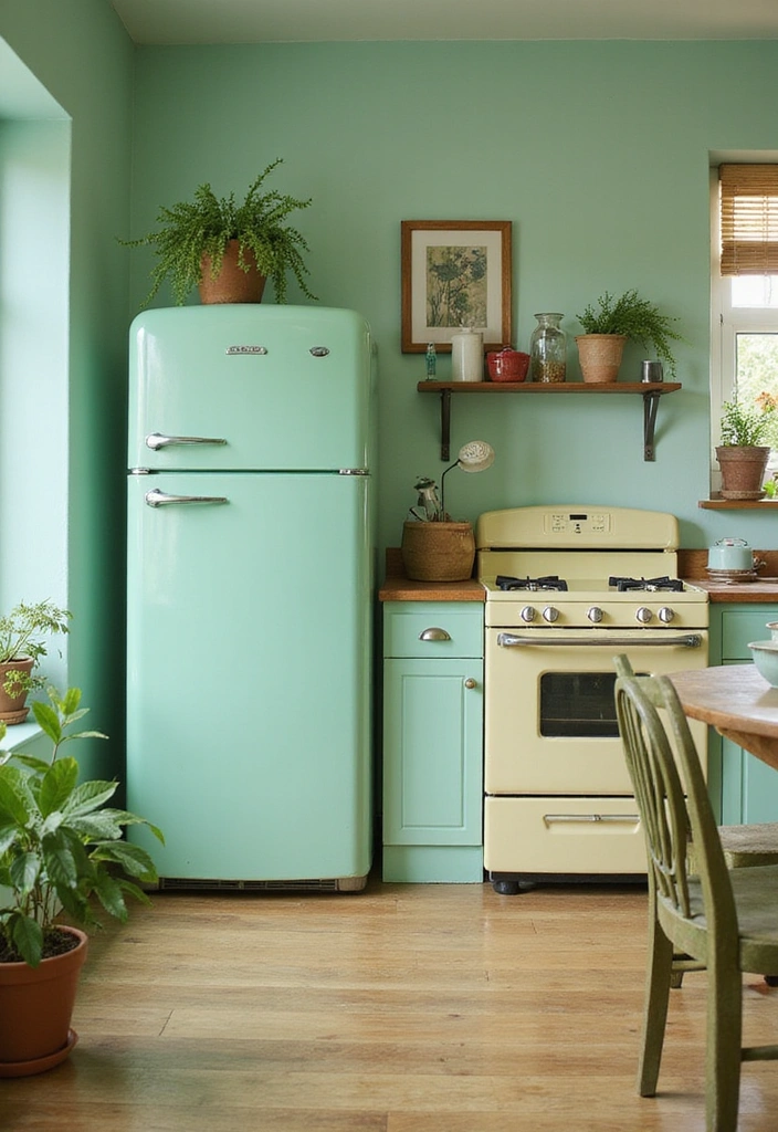 20 Vintage Sage Green Kitchen Ideas That Embody Timeless Charm! - 3. Retro Appliances