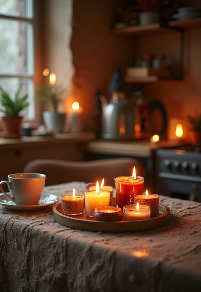 22 Boho Coffee Bar Decor Ideas to Create Your Own Cozy Café at Home! - 21. Scented Candles