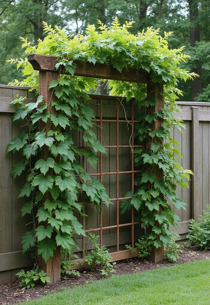 22 Rustic Sloped Backyard Landscaping Ideas on a Budget You Can't Miss! - 17. Climbing Plants and Vines