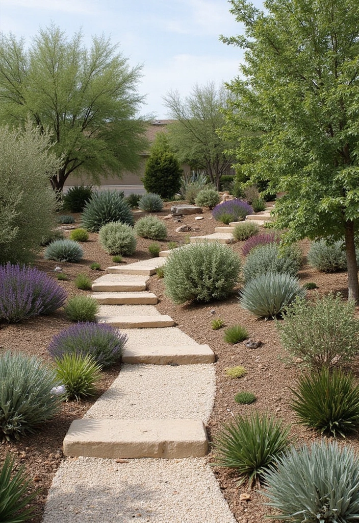22 Rustic Sloped Backyard Landscaping Ideas on a Budget You Can't Miss! - 19. Sloped Xeriscaping