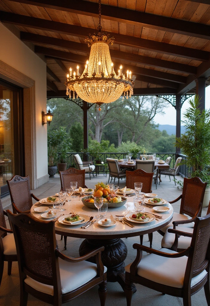 20 Outdoor Kitchen Deck Ideas That Will Wow Your Guests at Every Gathering! - 17. Elegant Dining Deck with Formal Touches