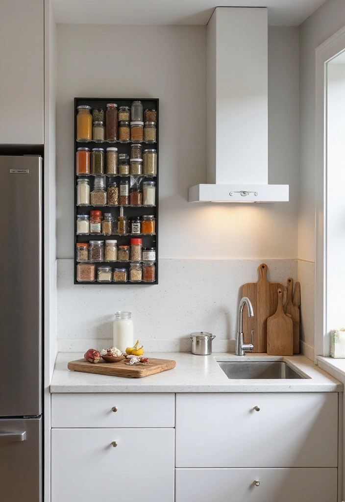14 Small One-Sided Kitchen Ideas for Better Organization (You'll Wish You Knew Sooner!) - 3. Magnetic Spice Rack for Easy Access