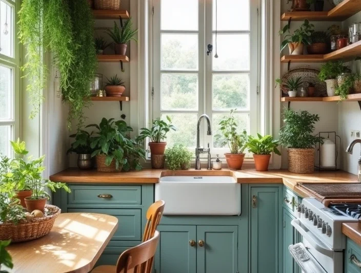 10 Tricks to Maximize Style in Small Bohemian Kitchen with Plants