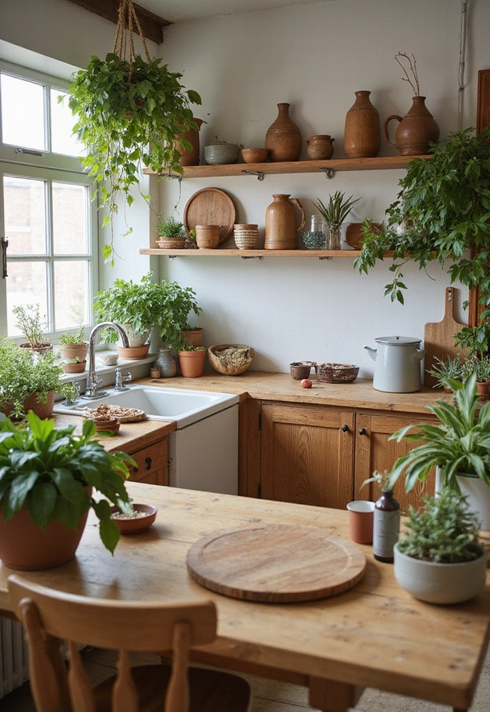 10 Hacks to Maximize Style in Your Small Bohemian Kitchen with Plants - 8. Incorporate Natural Elements