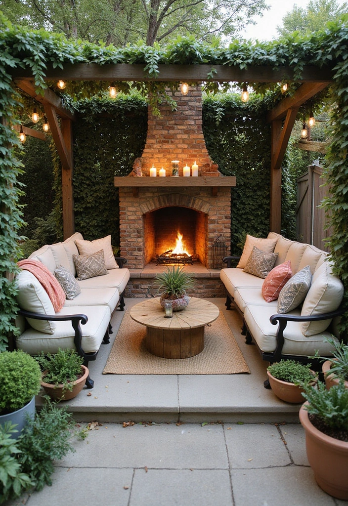 18 Small Outdoor Covered Patios with Fireplaces Perfect for Cozy Gatherings! - 17. Cozy Nook with Built-In Seating