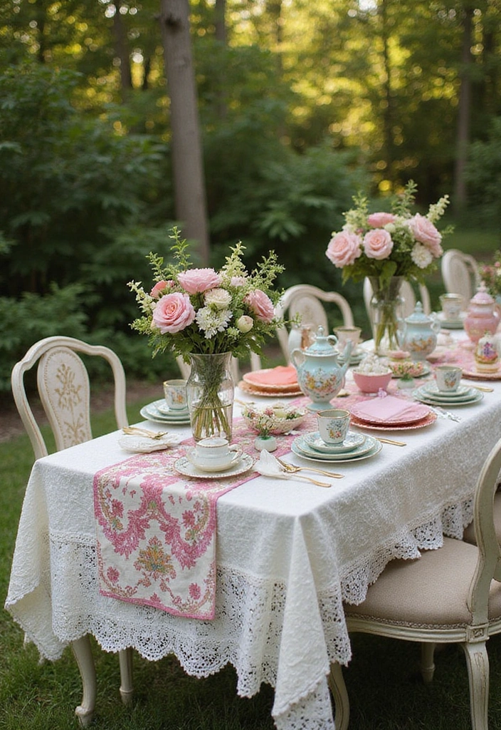 20 Whimsical Cottagecore Backyard Ideas That'll Make You Want to Live Outside! - 2. Vintage Tea Party Setup
