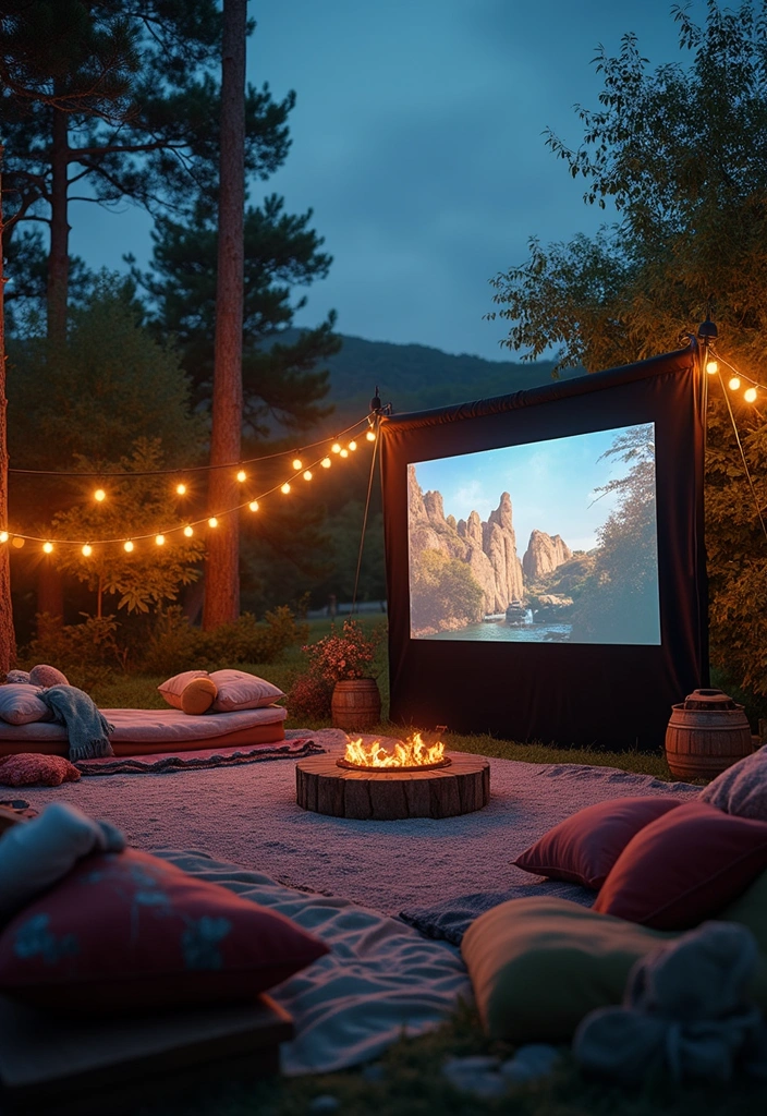 27 Budget-Friendly Backyard Pool & Patio Ideas That Will Transform Your Summer! - 11. Outdoor Movie Screen