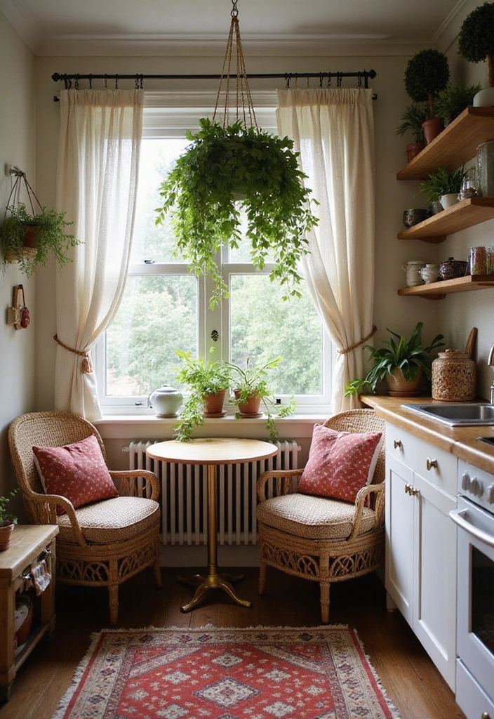 10 Hacks to Maximize Style in Your Small Bohemian Kitchen with Plants - 10. Create a Cozy Corner