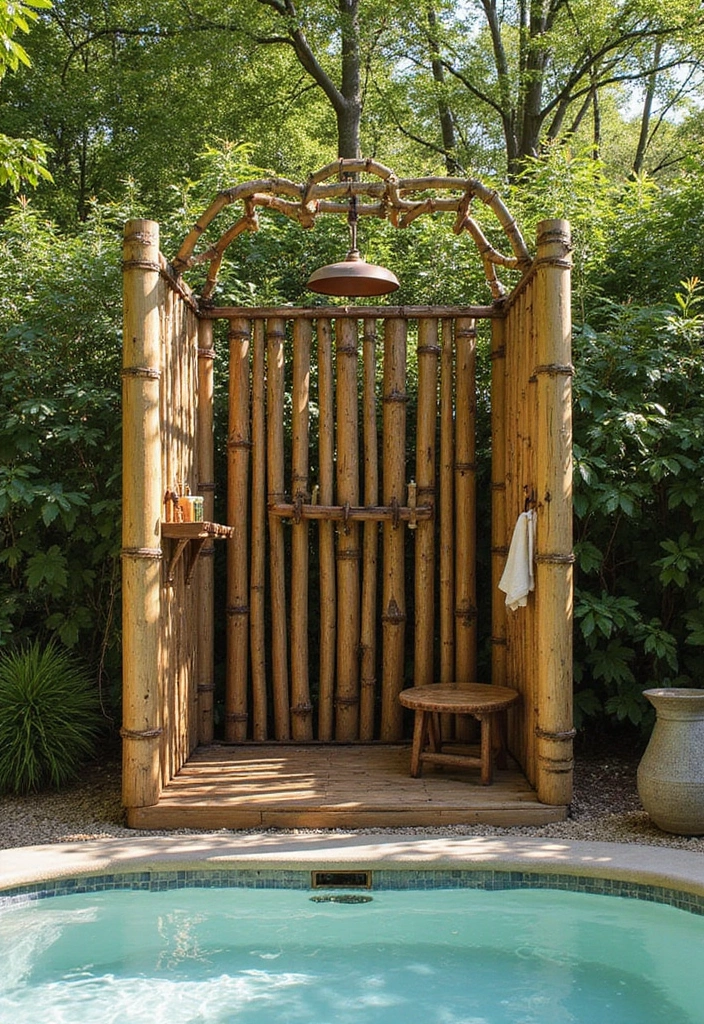 27 Budget-Friendly Backyard Pool & Patio Ideas That Will Transform Your Summer! - 9. DIY Outdoor Shower