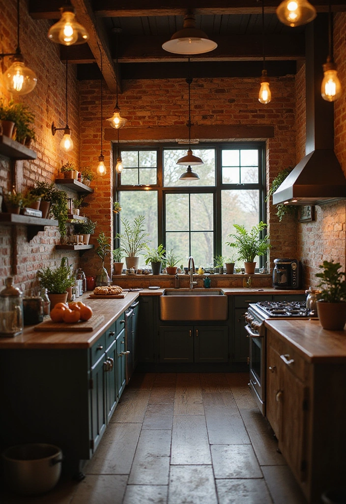 10 Hacks to Maximize Style in Your Small Bohemian Kitchen with Plants - 7. Use Layers of Lighting